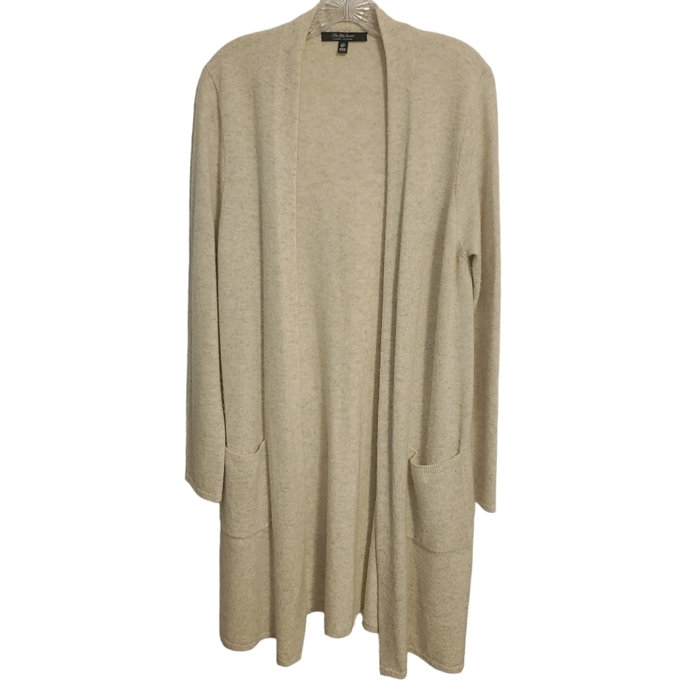 Saks Fifth Avenue | Women's Cream Open Cardigan Cashmere Sweater (Size Large)